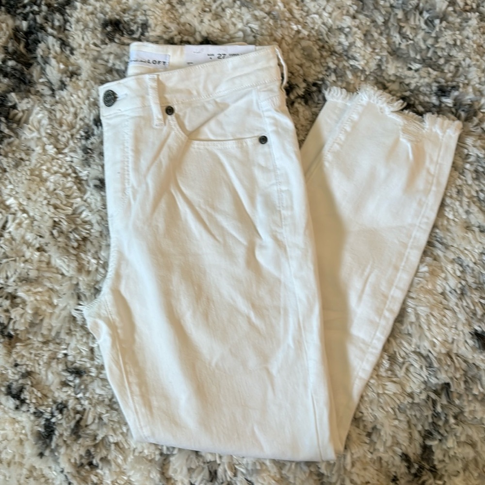 Loft White Curvy Skinny Crop Jeans